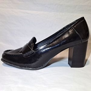 Jones New York Cypress Heeled Penny Loafers Women's 8.5M Black Patent 3" Heels